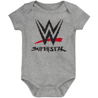 Infant Red/Black/Gray WWE Logo Three-Piece Bodysuit Set