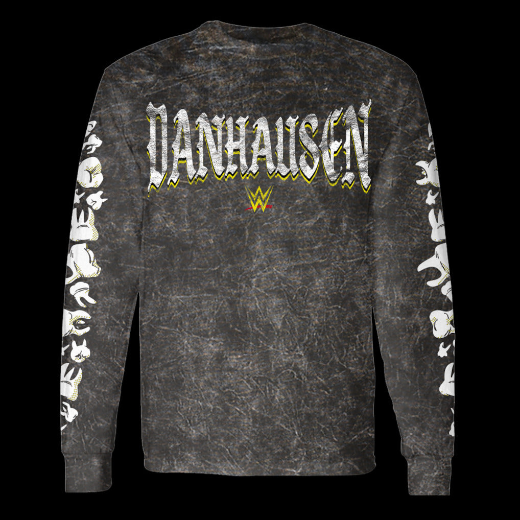 Men's Black Danhausen Cursed! Mineral Wash Long Sleeve T-Shirt - DASH RACEGEAR image 2