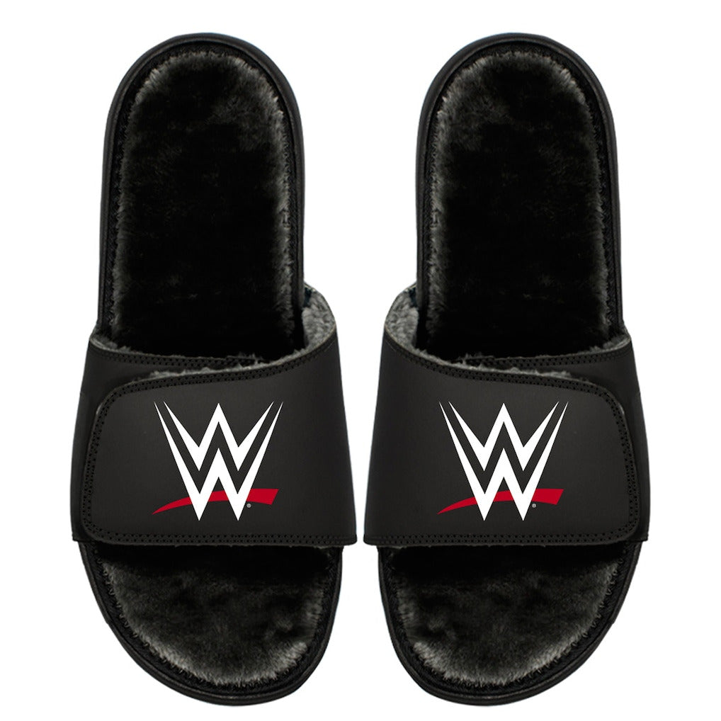 Youth ISlide Black WWE Logo Fur Wordmark Slide Sandals - DASH RACEGEAR image 1