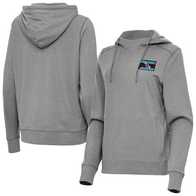 Women's Antigua Heather Charcoal CM Punk Justice Pullover Hoodie - DASH RACEGEAR image 1