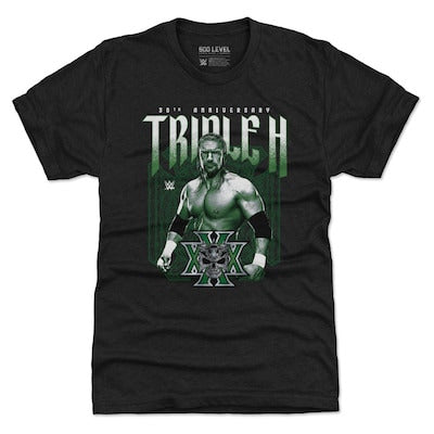 Men's 500 Level Heather Black Triple H 30th Anniversary Tri-Blend T-Shirt - DASH RACEGEAR image 1