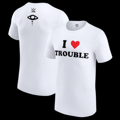 Men's White Liv Morgan I Love Trouble T-Shirt - DASH RACEGEAR image 1