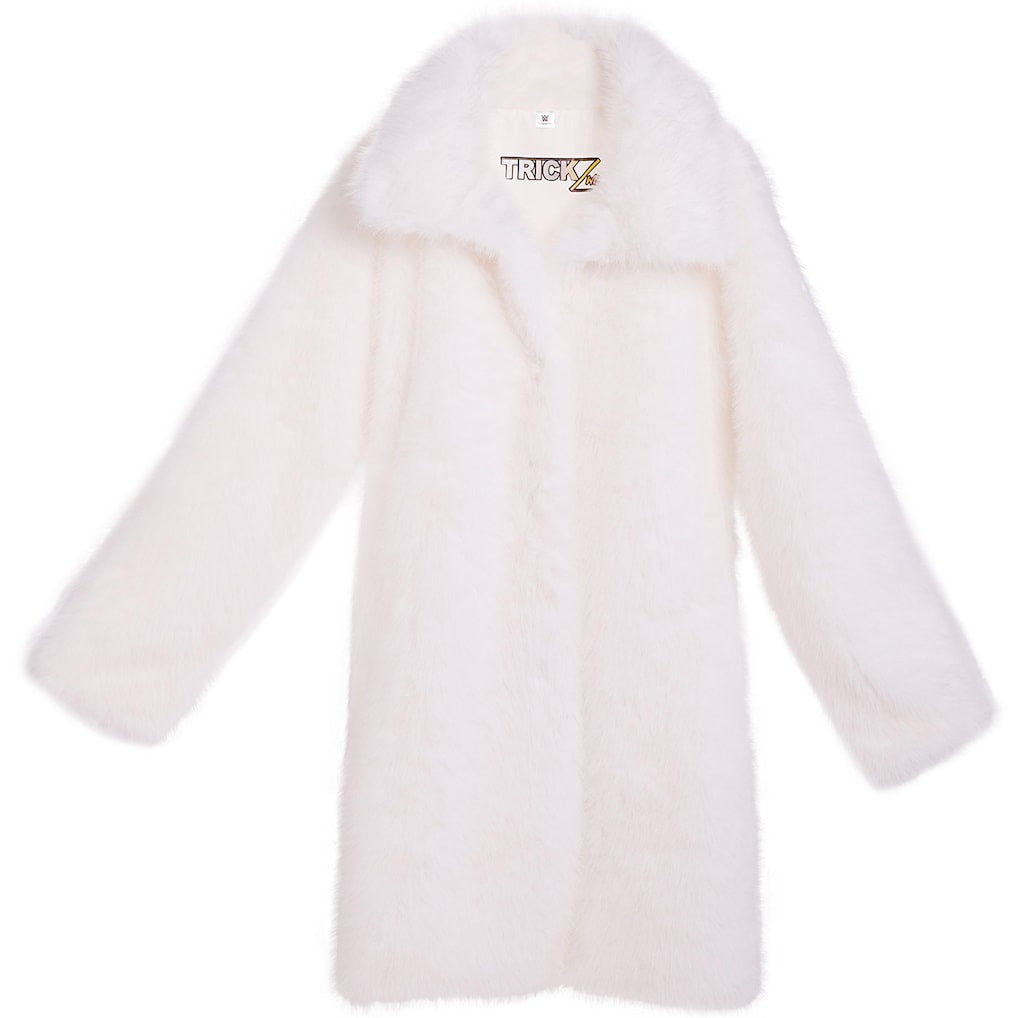 Unisex White Trick Williams Faux Fur Coat - DASH RACEGEAR image 1