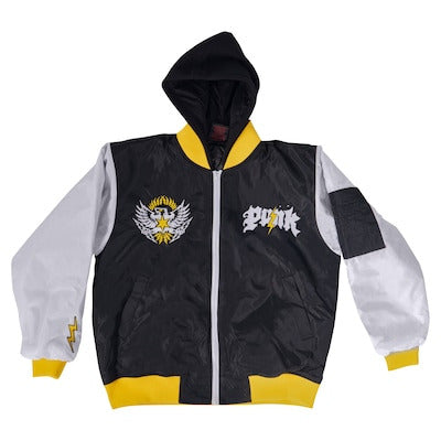 Men's Black CM Punk Full-Zip Hooded Bomber Jacket - DASH RACEGEAR image 1