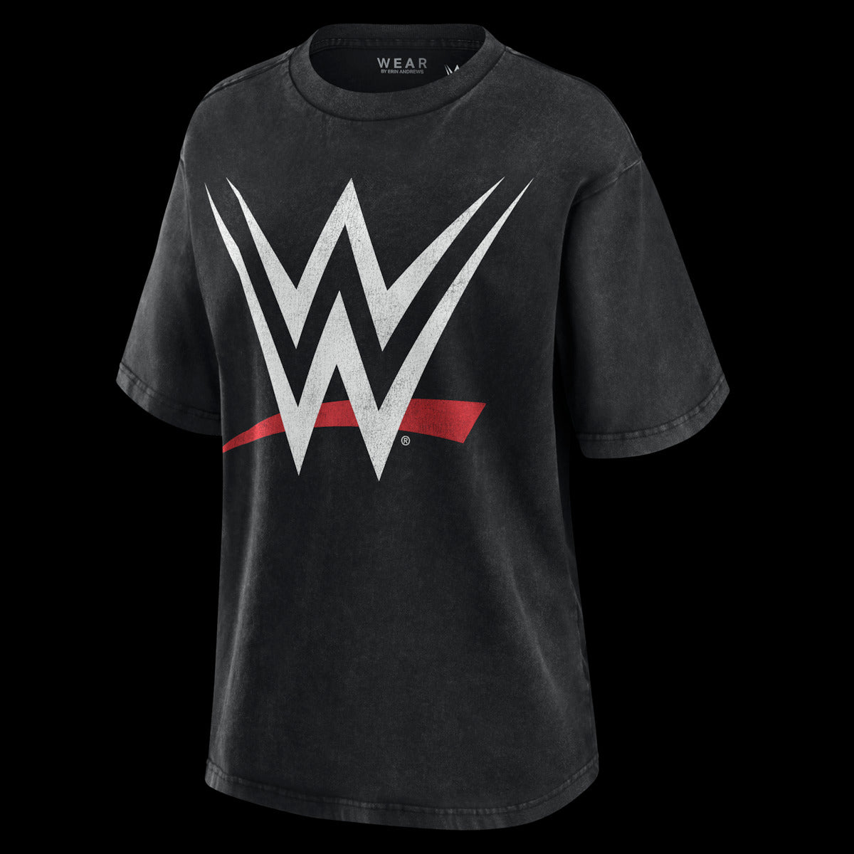 Women's WEAR by Erin Andrews Black WWE Logo Boyfriend T-Shirt