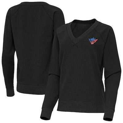 Women's Antigua Heather Black Cody Rhodes Varsity Tri-Blend V-Neck Long Sleeve T-Shirt - DASH RACEGEAR image 1