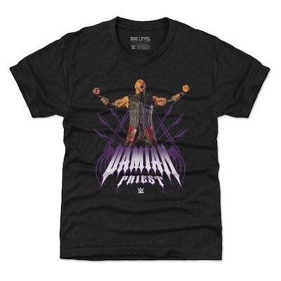 Youth 500 Level Heather Black Damian Priest Superstar Name T-Shirt - DASH RACEGEAR image 1