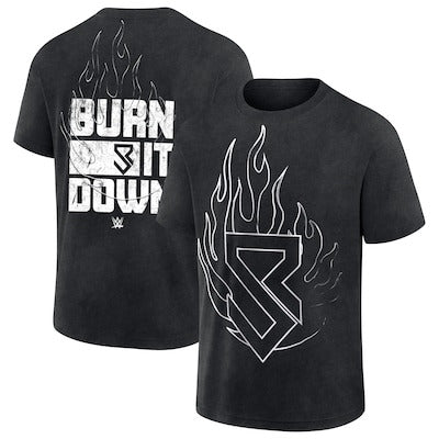 Men's Black Seth Rollins Front & Back Flames T-Shirt - DASH RACEGEAR image 1