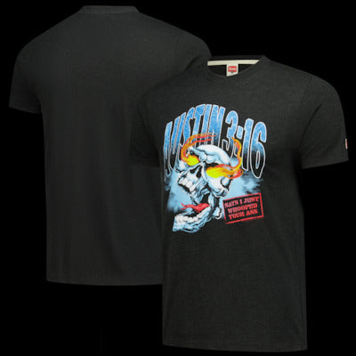 Men's Charcoal "Stone Cold" Steve Austin 3:16 Skull Tri-Blend T-Shirt - DASH RACEGEAR image 1