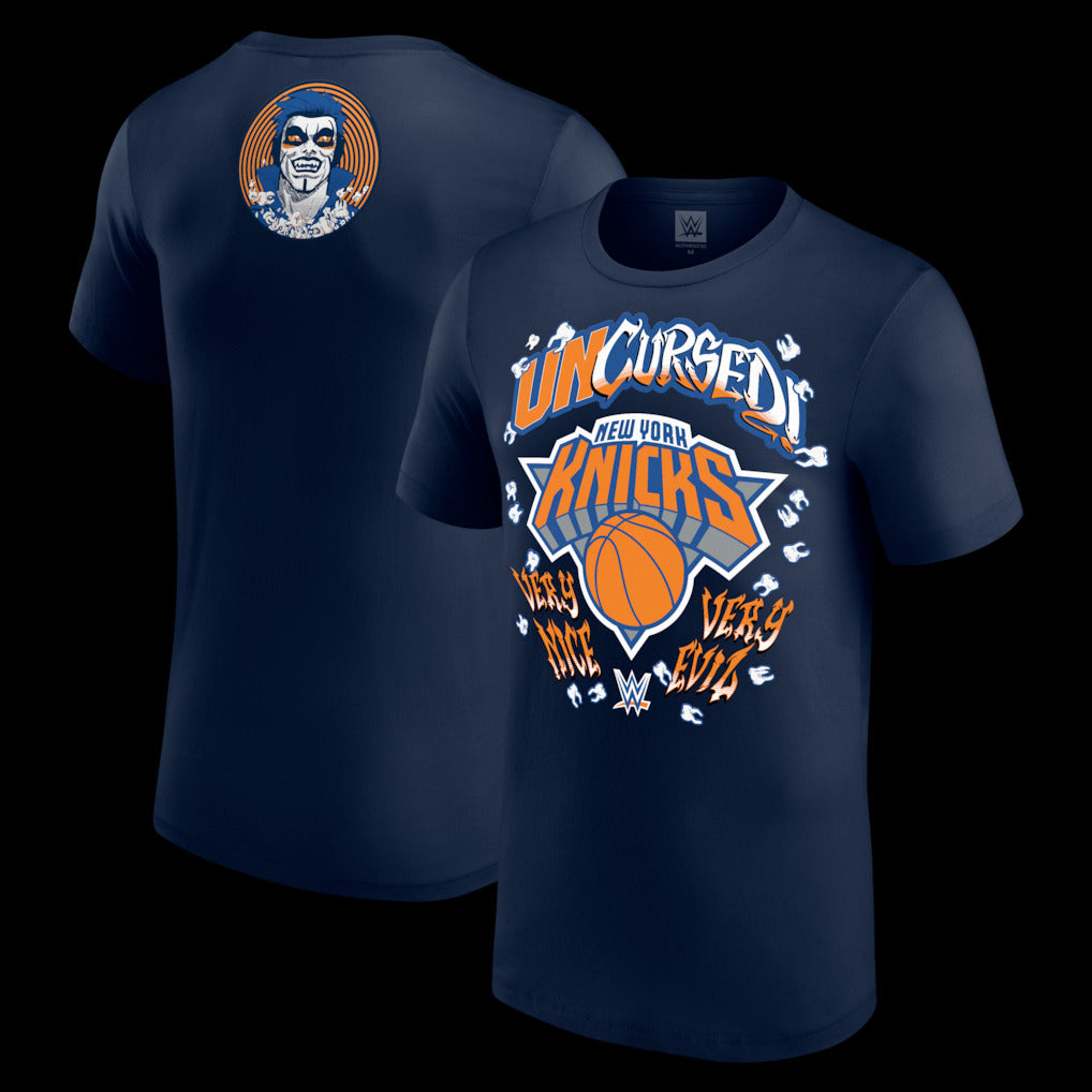 Men's Navy Danhausen x New York Knicks Uncursed T-Shirt - DASH RACEGEAR image 1