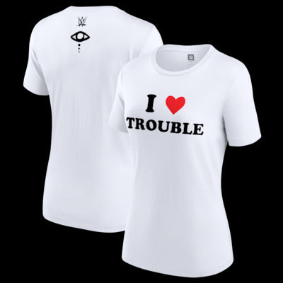 Women's White Liv Morgan I Love Trouble T-Shirt - DASH RACEGEAR image 1