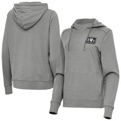 Women's Antigua Heather Charcoal nWo Justice Pullover Hoodie - DASH RACEGEAR image 1