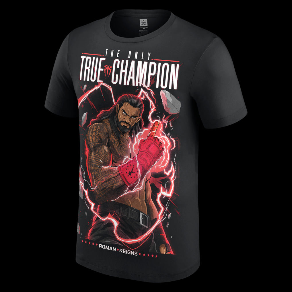 Youth Black Roman Reigns The Only True Champion Cartoon T-Shirt - DASH RACEGEAR image 2