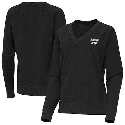 Women's Antigua Heather Black "Stone Cold" Steve Austin Varsity Tri-Blend V-Neck Long Sleeve T-Shirt - DASH RACEGEAR image 1