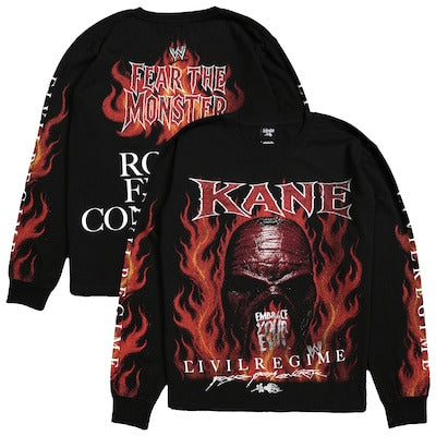 Men's Civil Regime x WWE Black Kane Inferno Monster Midnight Long Sleeve T-Shirt - DASH RACEGEAR image 1