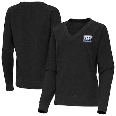 Women's Antigua Heather Black Jey Uso Varsity Tri-Blend V-Neck Long Sleeve T-Shirt - DASH RACEGEAR image 1
