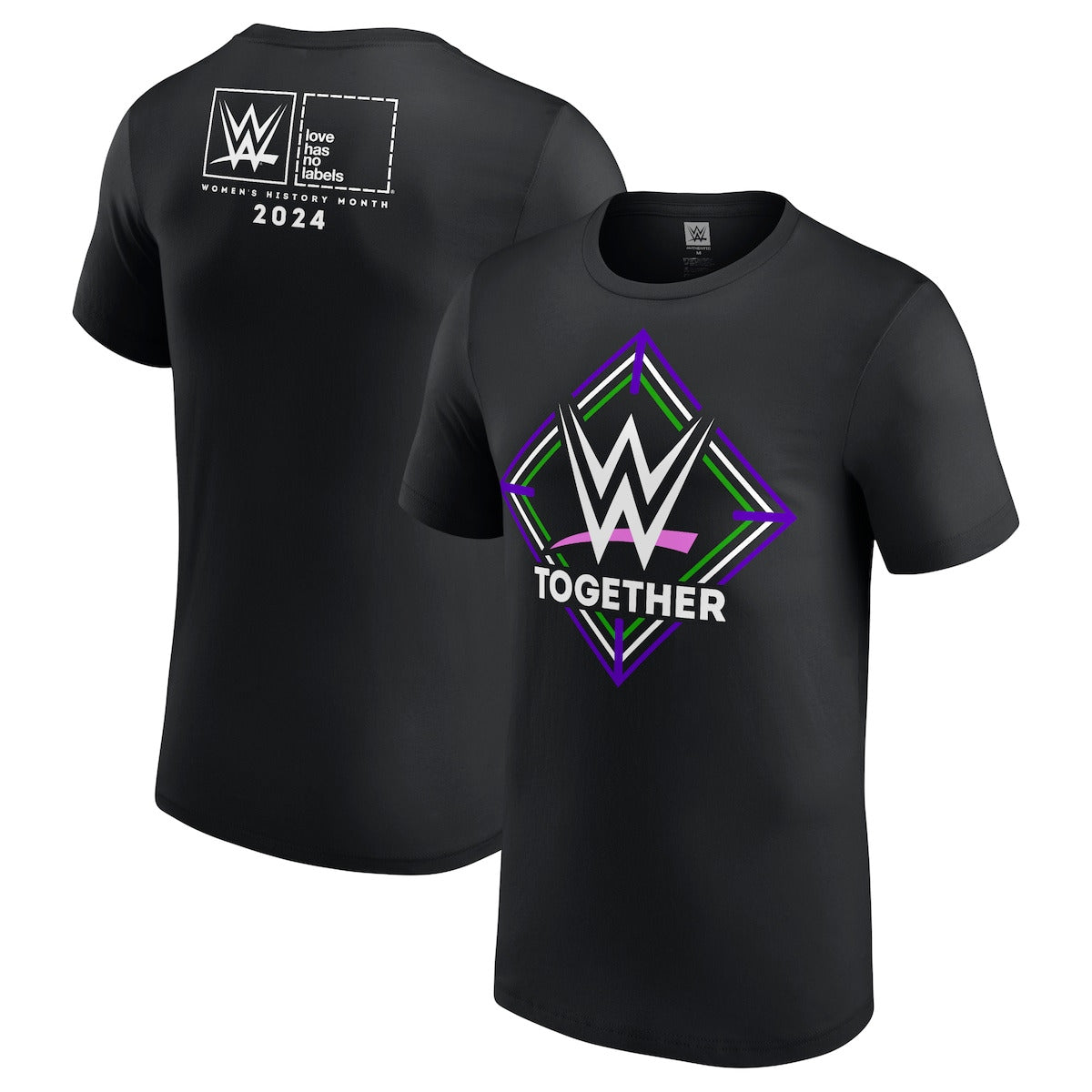 Men's Black WWE Together Women's History Month 2024 T-Shirt