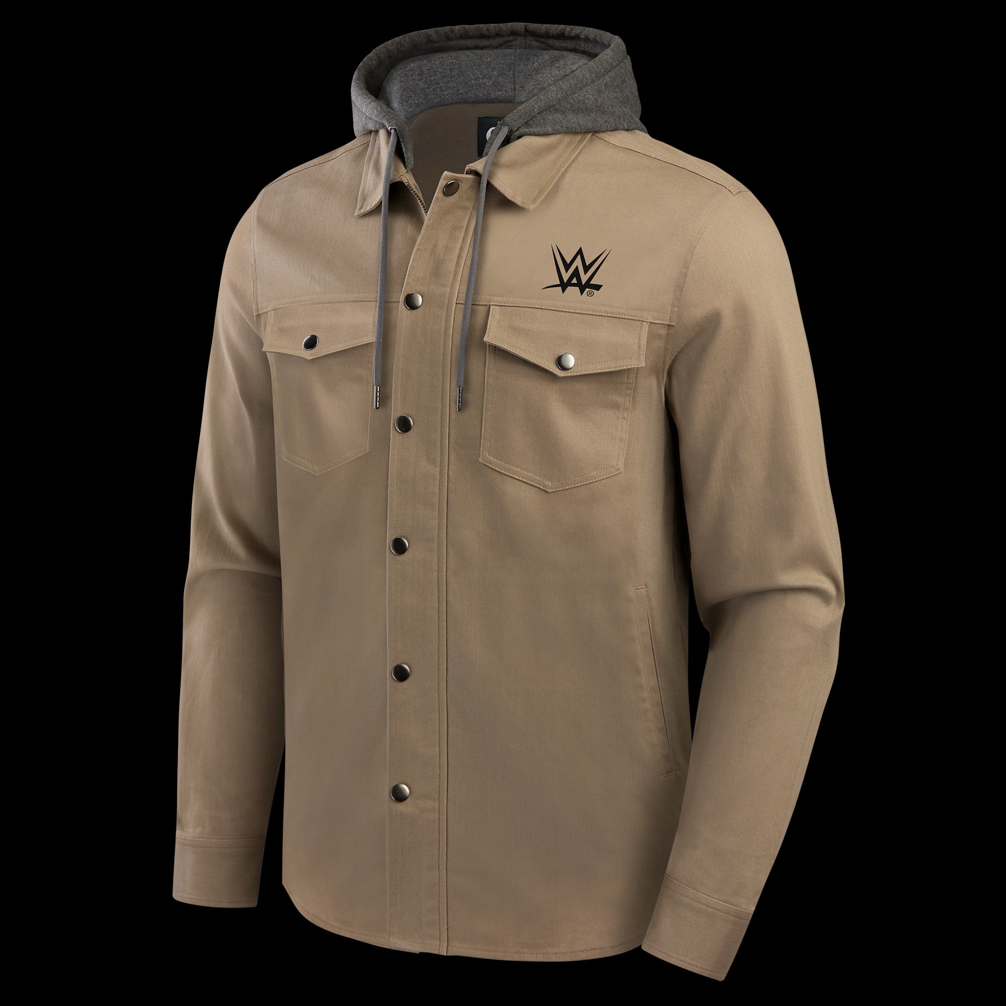 Men's Darius Rucker Collection by Fanatics Tan WWE Logo Full-Snap Hooded Jacket