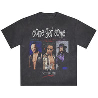 Men's Black WWE Logo Come Get Some Snow Wash Boxy T-Shirt