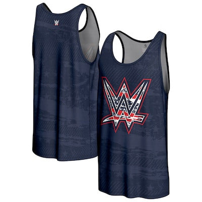 Men's ProSphere Navy WWE Logo Americana Tank Top - DASH RACEGEAR image 1