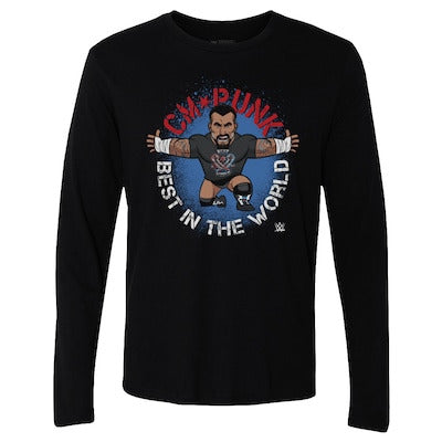 Men's 500 Level Black CM Punk Big Shots Pose Long Sleeve T-Shirt - DASH RACEGEAR image 1