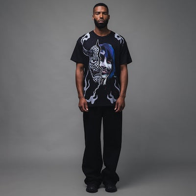 Men's WWE x Complex Black Asuka Oni T-Shirt - DASH RACEGEAR image 1