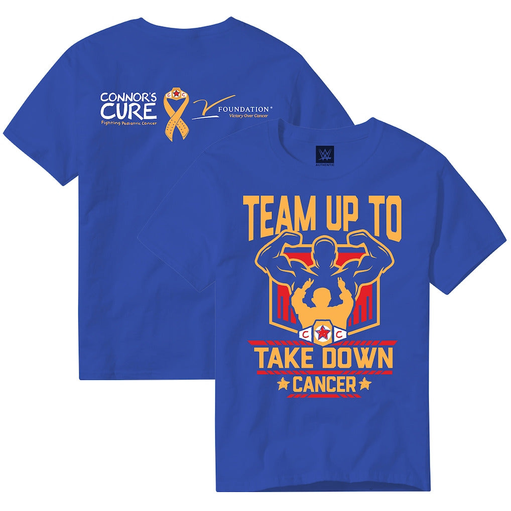 Youth Blue WWE Connor's Cure Team Up To Take Down Cancer T-Shirt - DASH RACEGEAR image 1