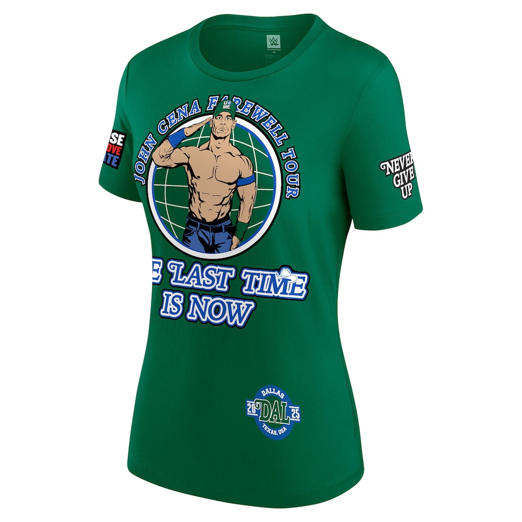 Women's Green John Cena Farewell Tour 2025 Dallas T-Shirt - DASH RACEGEAR image 2