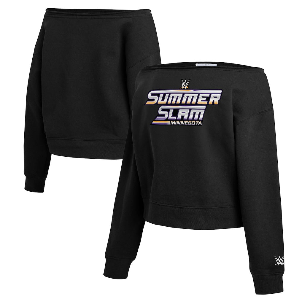 Women's WEAR by Erin Andrews Black SummerSlam 2026 Off-the-Shoulder Sweatshirt - DASH RACEGEAR image 3