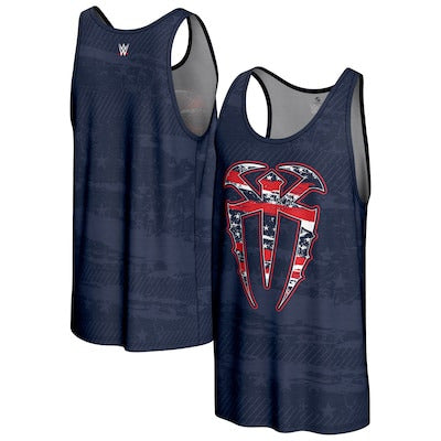 Men's ProSphere Navy Roman Reigns Americana Tank Top - DASH RACEGEAR image 1