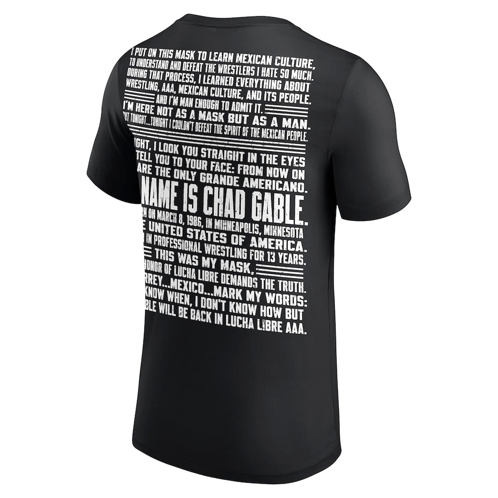 Men's Black Chad Gable AAA Noche de Los Grandes Promo T-Shirt - DASH RACEGEAR image 3