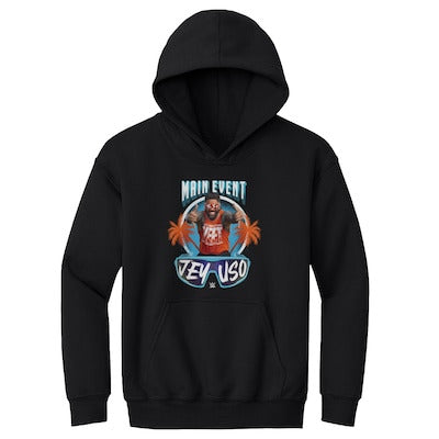 Youth 500 Level Black Jey Uso Main Event Palms Pullover Hoodie - DASH RACEGEAR image 1