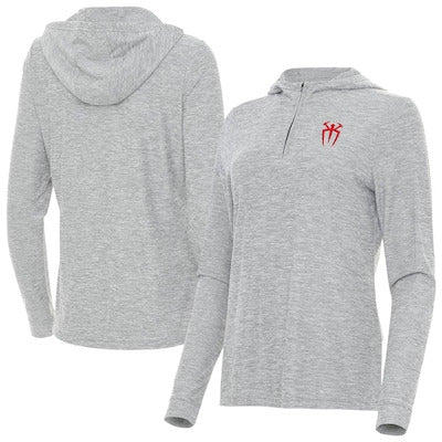 Women's Antigua Heather Gray Roman Reigns Daybreak Quarter-Zip Hoodie - DASH RACEGEAR image 1