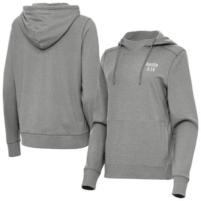 Women's Antigua Heather Charcoal "Stone Cold" Steve Austin Justice Pullover Hoodie - DASH RACEGEAR image 1
