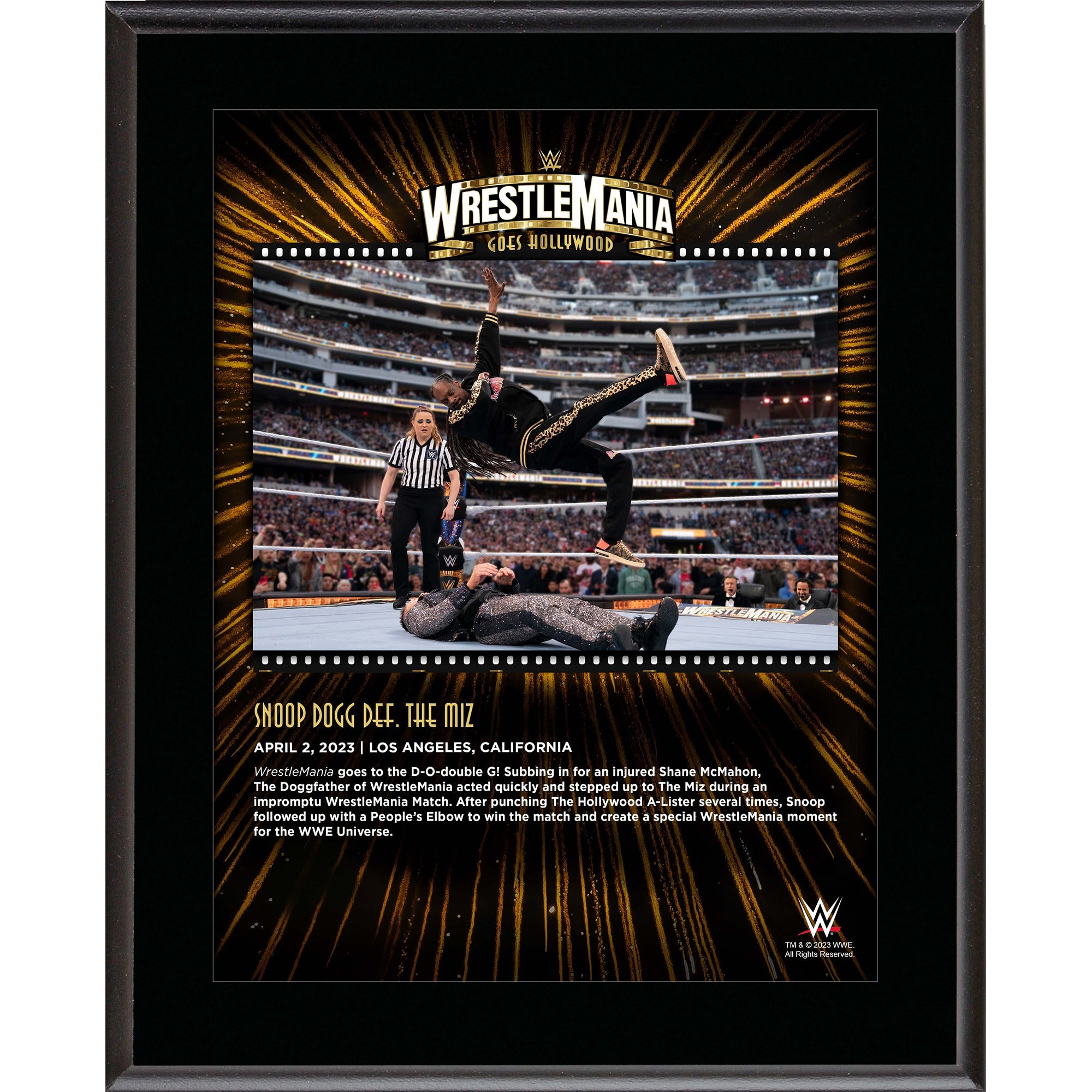 Snoop Dogg WWE 10.5" x 13" 2023 WrestleMania 39 Night 2 Sublimated Plaque