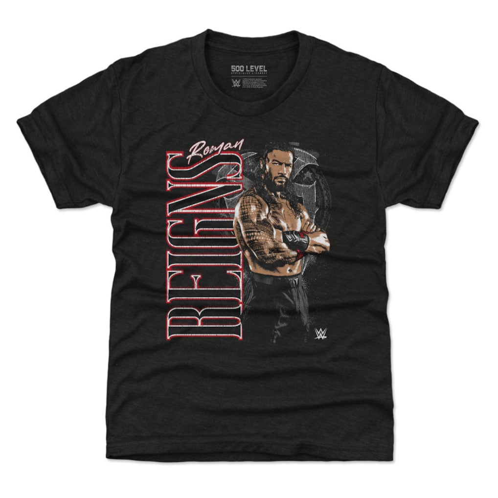 Youth 500 Level Black Roman Reigns Vertical Name T-Shirt - DASH RACEGEAR image 1