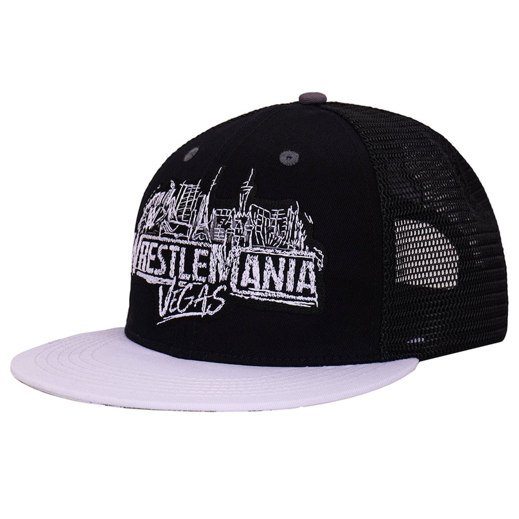 Men's Black/White WrestleMania 42 Logo Snapback Hat - DASH RACEGEAR image 3