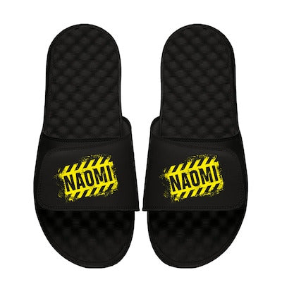 Unisex ISlide Black Naomi Caution Tape Slide Sandals - DASH RACEGEAR image 1