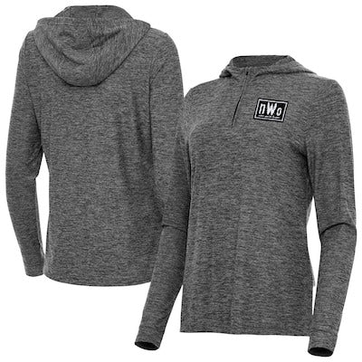 Women's Antigua Heather Black nWo Daybreak Quarter-Zip Hoodie - DASH RACEGEAR image 1