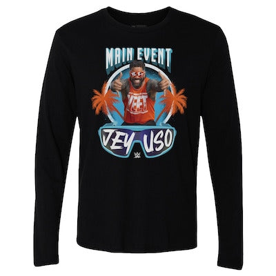 Men's 500 Level Black Jey Uso Main Event Palms Long Sleeve T-Shirt - DASH RACEGEAR image 1