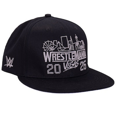 Men's Black WrestleMania 42 Blackout Flat Brim Snapback Hat - DASH RACEGEAR image 1