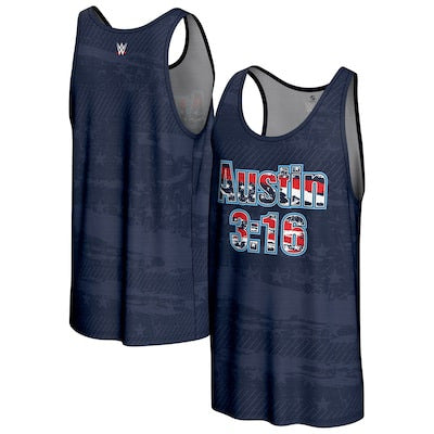Men's ProSphere Navy "Stone Cold" Steve Austin Americana Tank Top - DASH RACEGEAR image 1