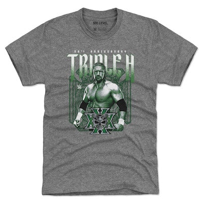 Men's 500 Level Heather Gray Triple H 30th Anniversary Tri-Blend T-Shirt - DASH RACEGEAR image 1