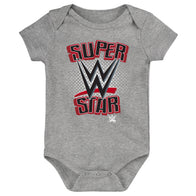 Newborn Red/Black WWE Three-Piece Bodysuit Set