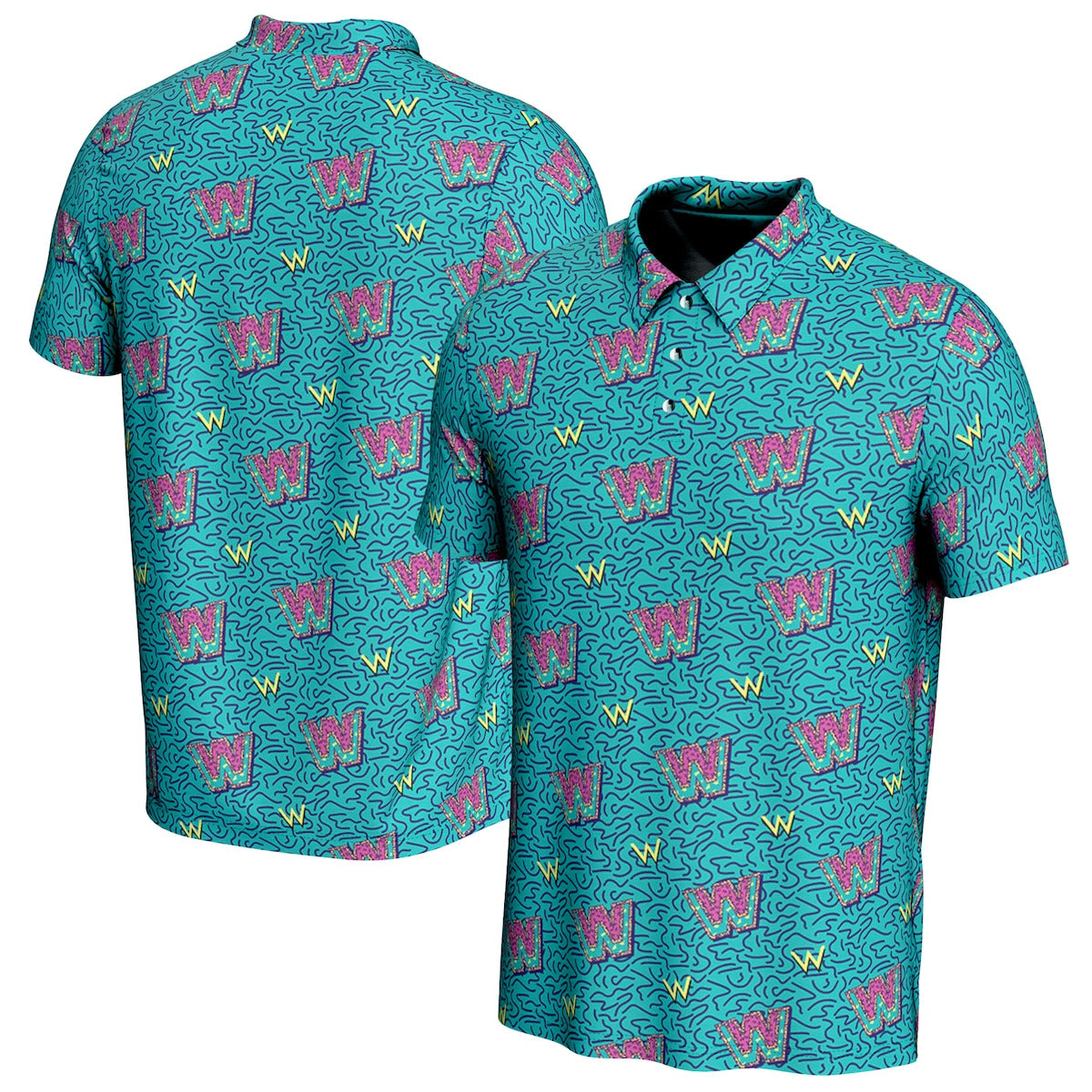 Men's ProSphere Teal WWE 90s Polo