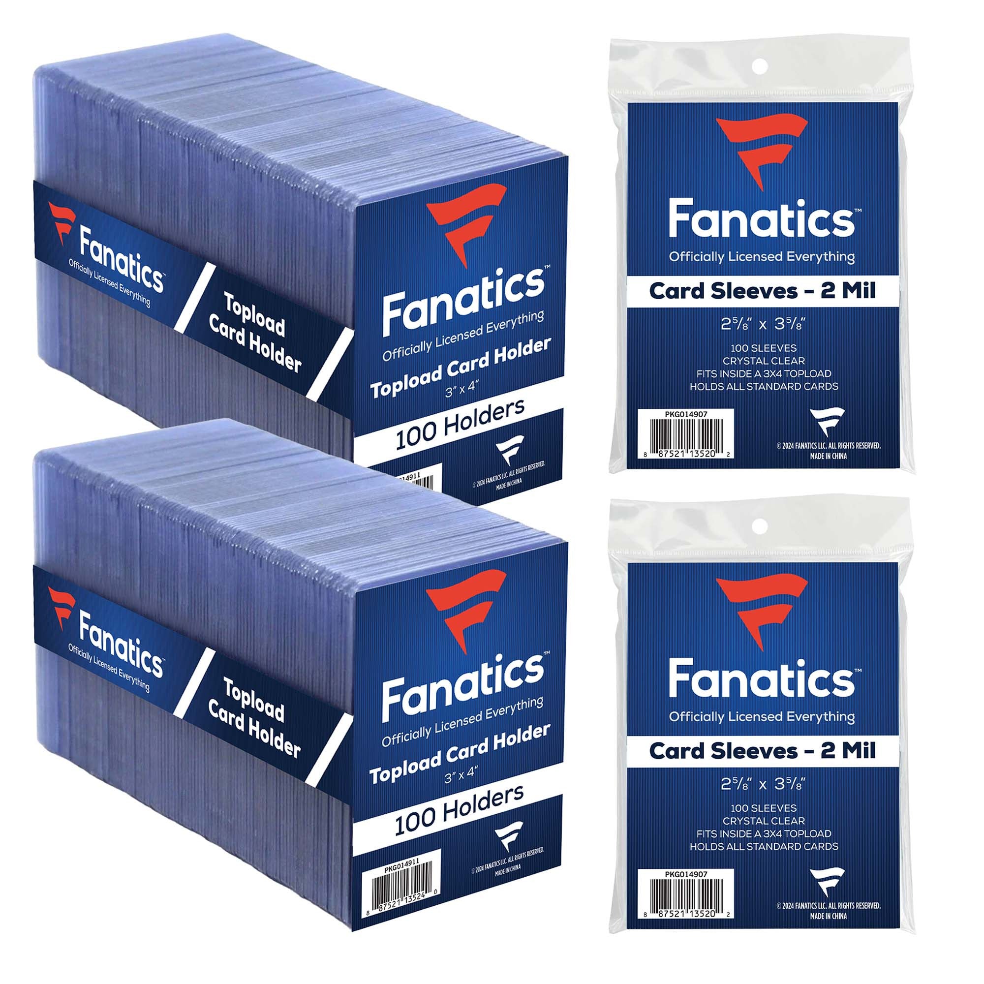 Fanatics Soft Sleeve & 35pt Top Loader Bundle - 200 Soft Sleeves & 200 Top Loaders