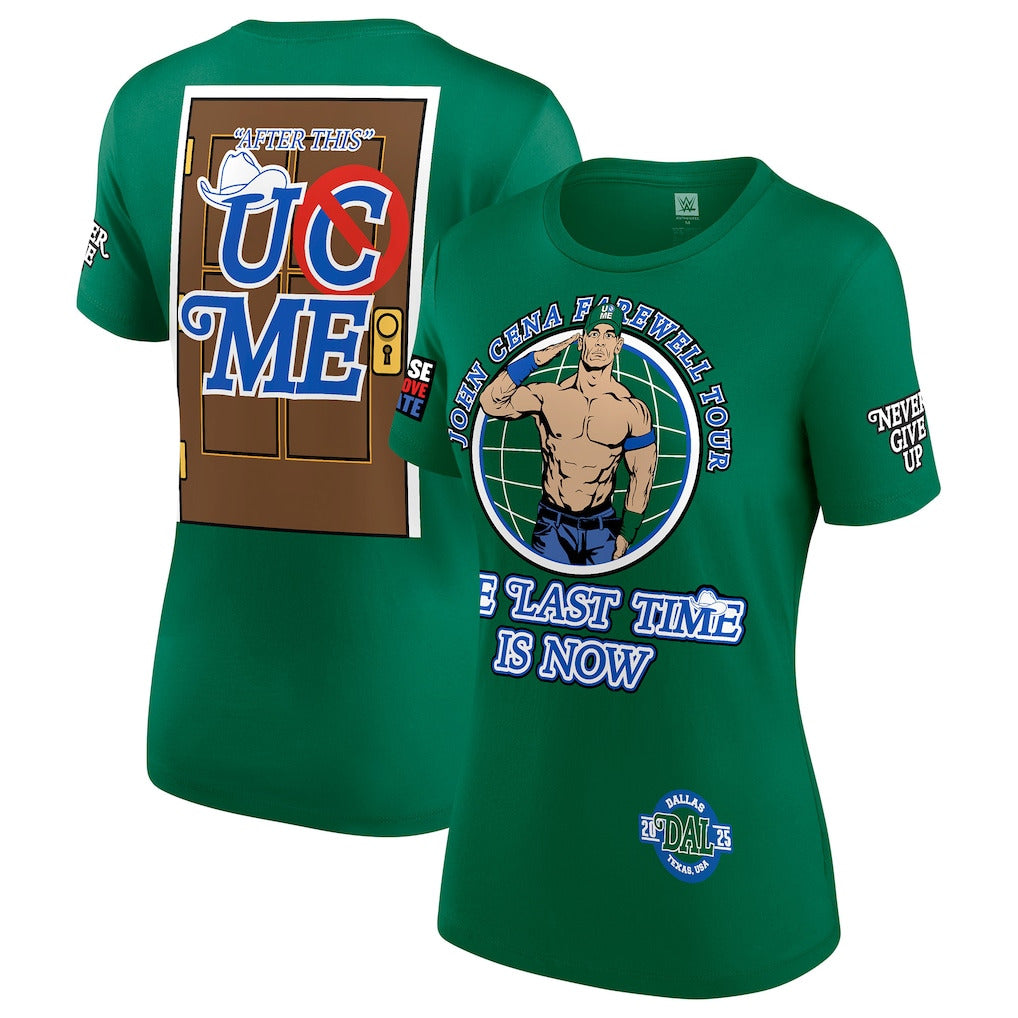 Women's Green John Cena Farewell Tour 2025 Dallas T-Shirt - DASH RACEGEAR image 1