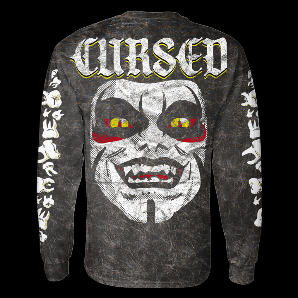 Men's Black Danhausen Cursed! Mineral Wash Long Sleeve T-Shirt - DASH RACEGEAR image 3