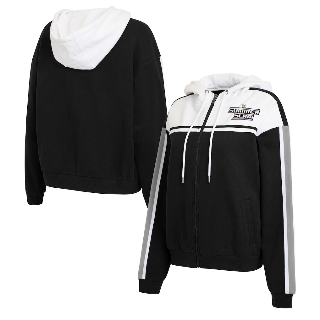 Women's WEAR by Erin Andrews Black SummerSlam 2026 Colorblock Full-Zip Hoodie - DASH RACEGEAR image 3