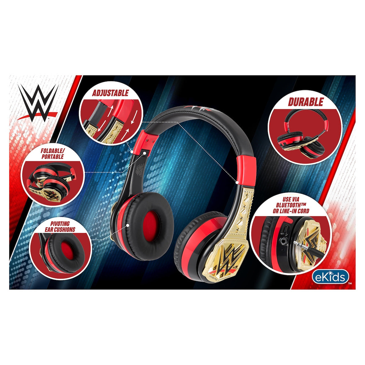 WWE Kid-Safe Bluetooth Headphones